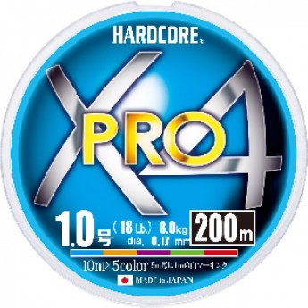 Плетеный шнур YO-ZURI DUEL PE HARDCORE X4 PRO 300m #0.8 5COLOR